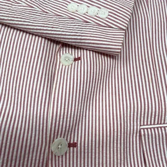 Linea Uomo Blazer Mens 44L Red White Seersucker Cotton Sport Coat Jacket Summer